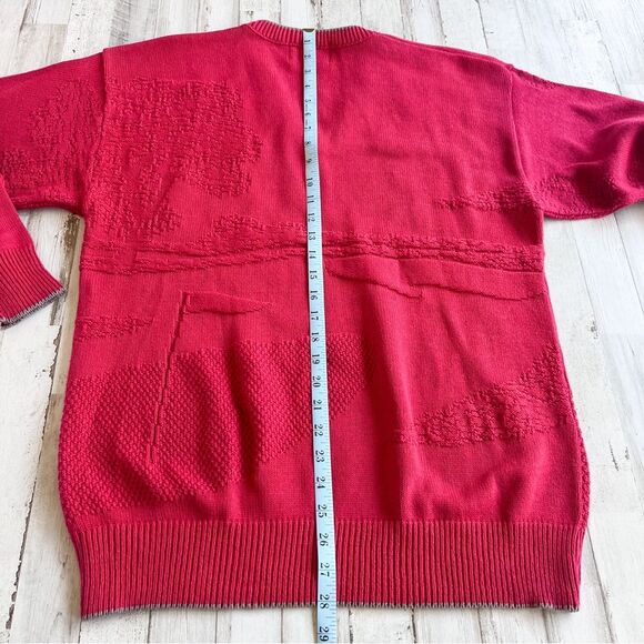 Isle of Cotton Vintage 80s 90s Mens M Golf Sweater Red V-Neck 100% Cotton Retro - Picture 10 of 12